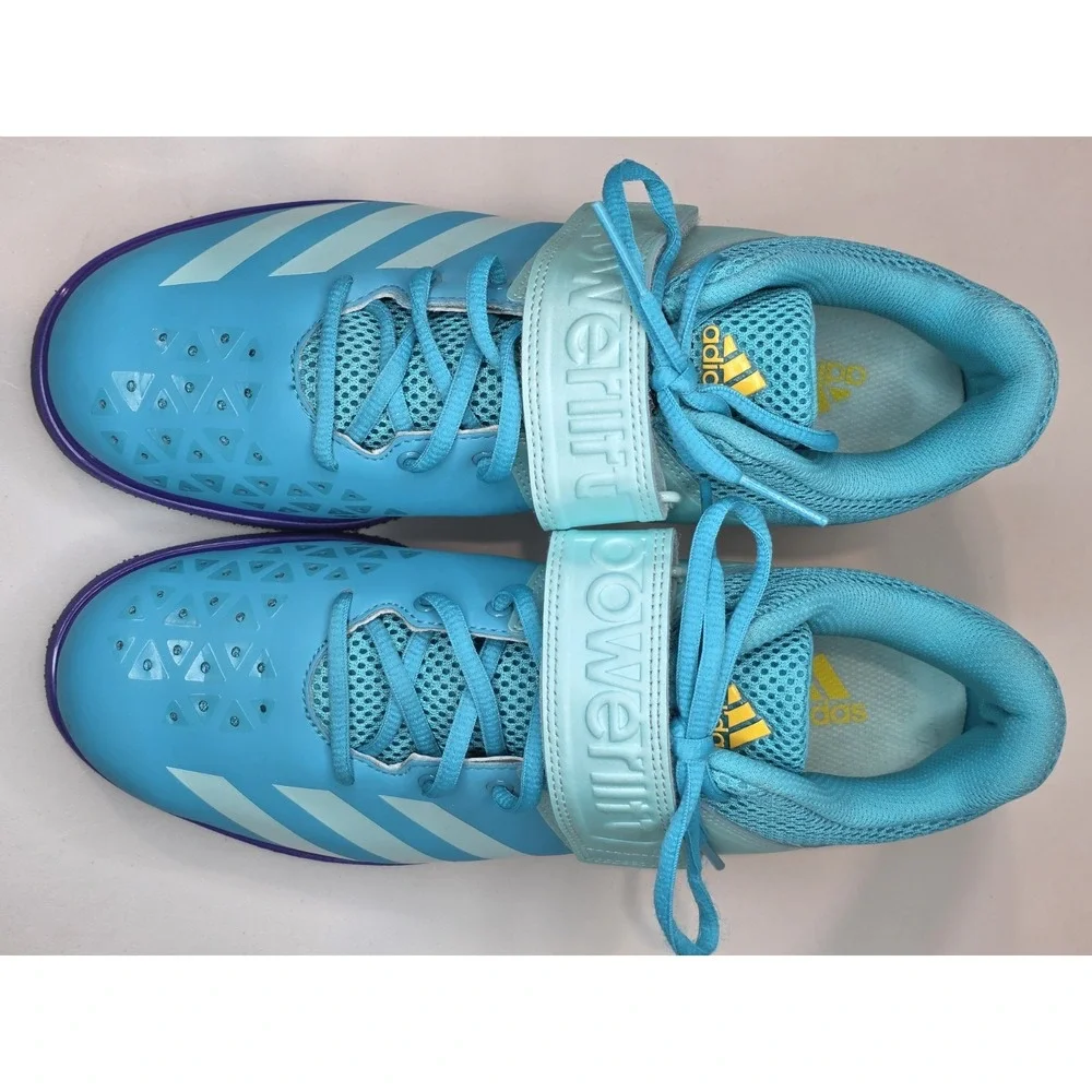 Adidas Powerlift 3 Weightlifting Shoes Men's 10 Teal Blue Purple Yellow BY8890